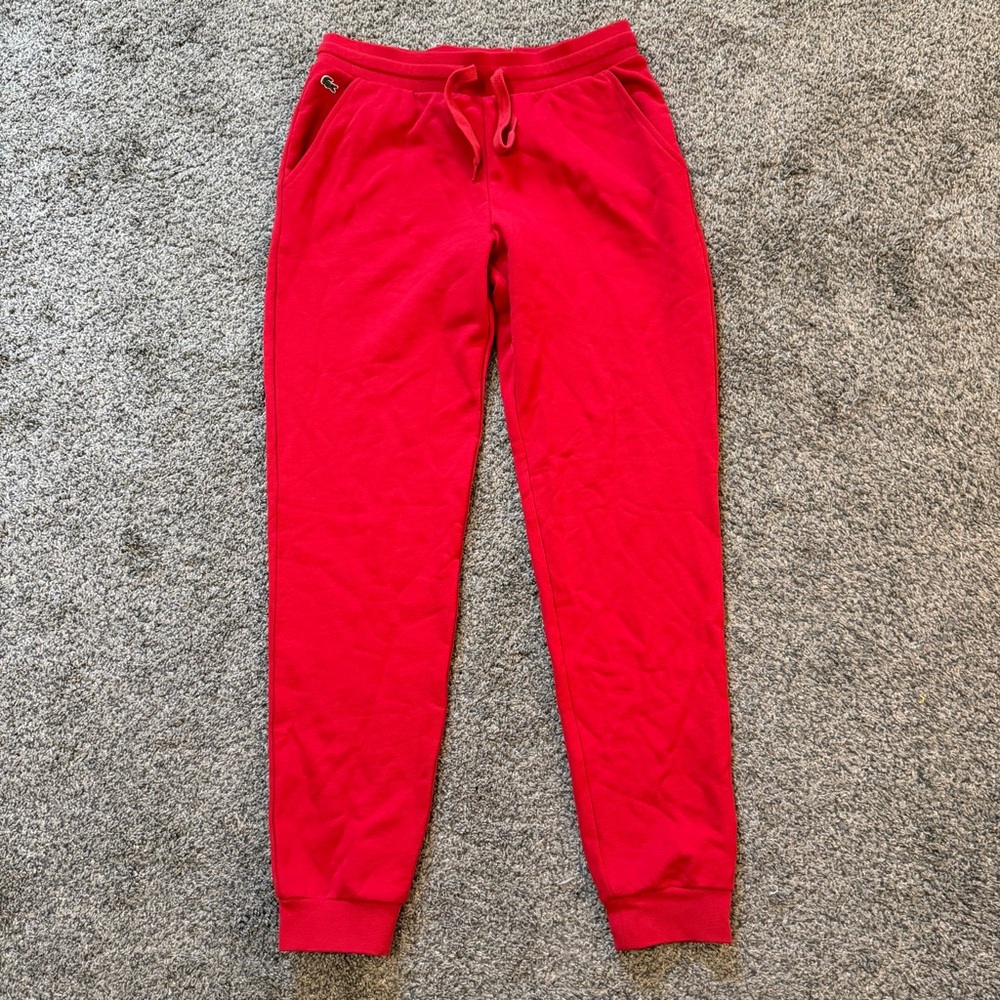 NEW Lacoste Men's Fleece Sweatpants in Lighthouse Red